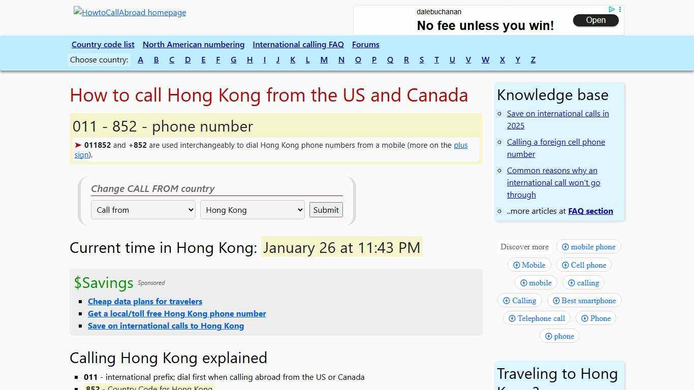 How to call Hong Kong: country code, area codes, number examples