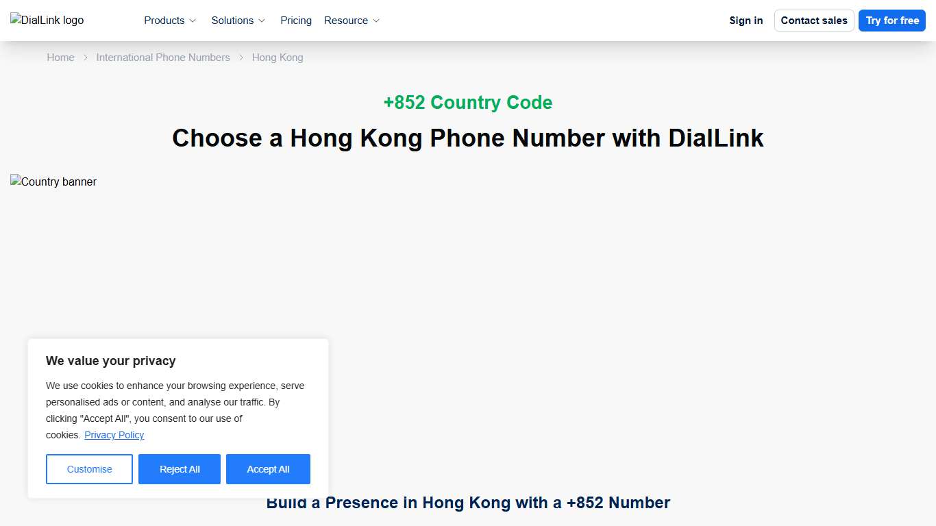 Get a +852 Hong Kong Number DialLink
